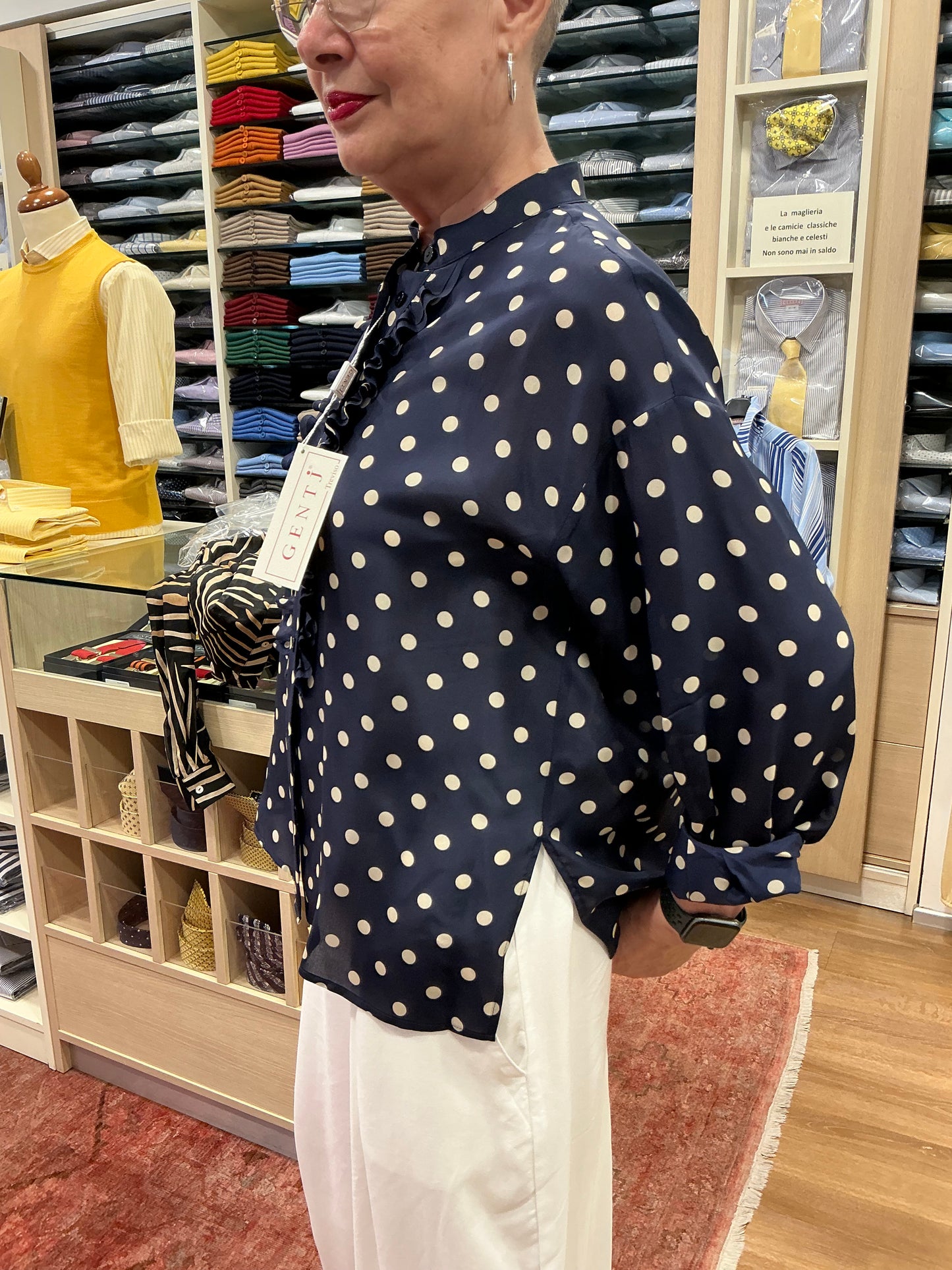 EMMA seta blu pois beige