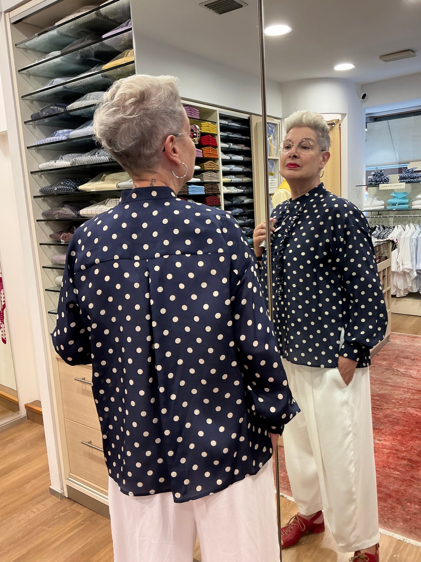 EMMA seta blu pois beige