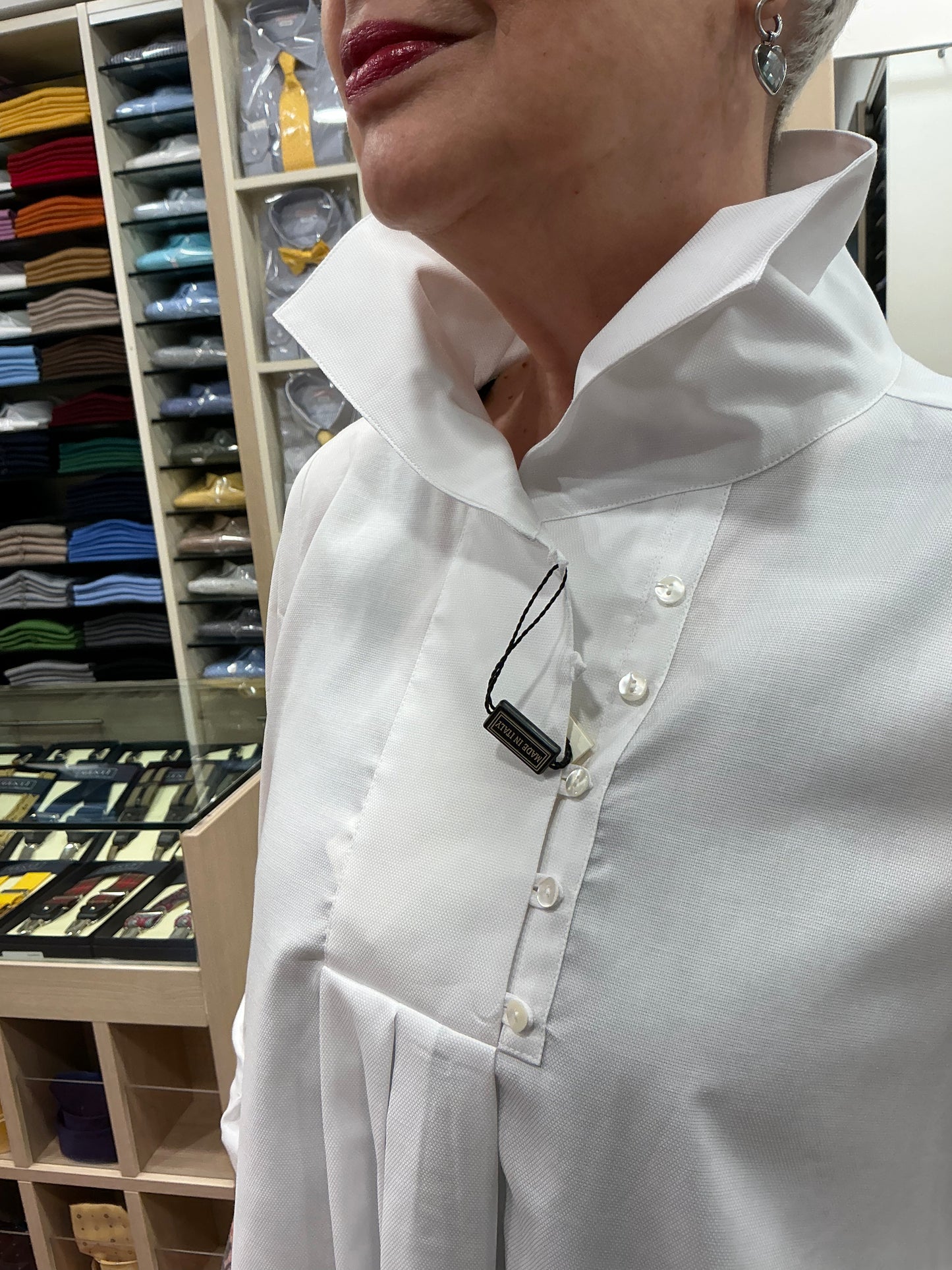 ELETTRA Oxford stretch bianco