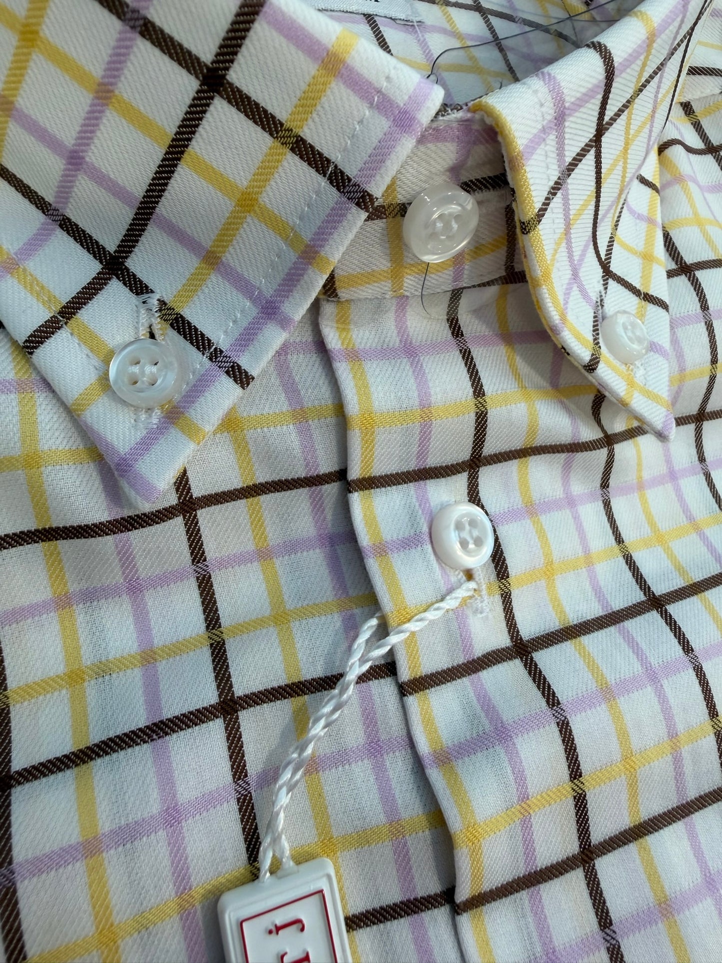 Quadretto marrone/lilla/giallo 3261 collo BOTTON DOWN