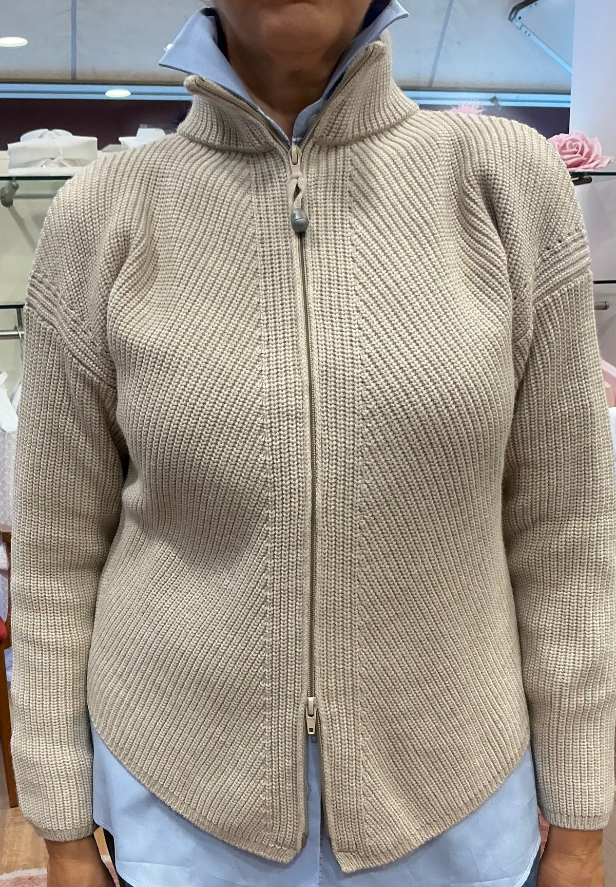 VERONICA giacca con zip variante color beige melange