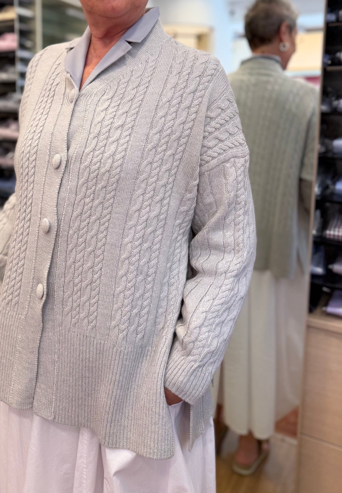 GIOVANNA cardigan spacchi variante colore BEIGE  MELANGE