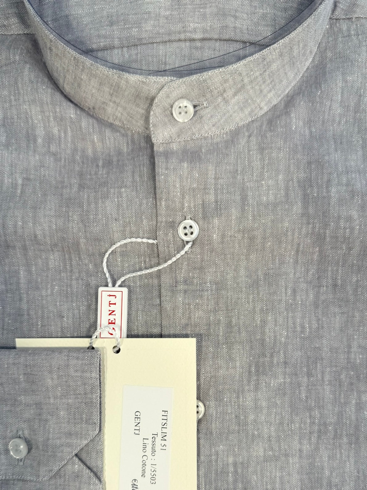 LINO/COTONE  grigio collo coreana
