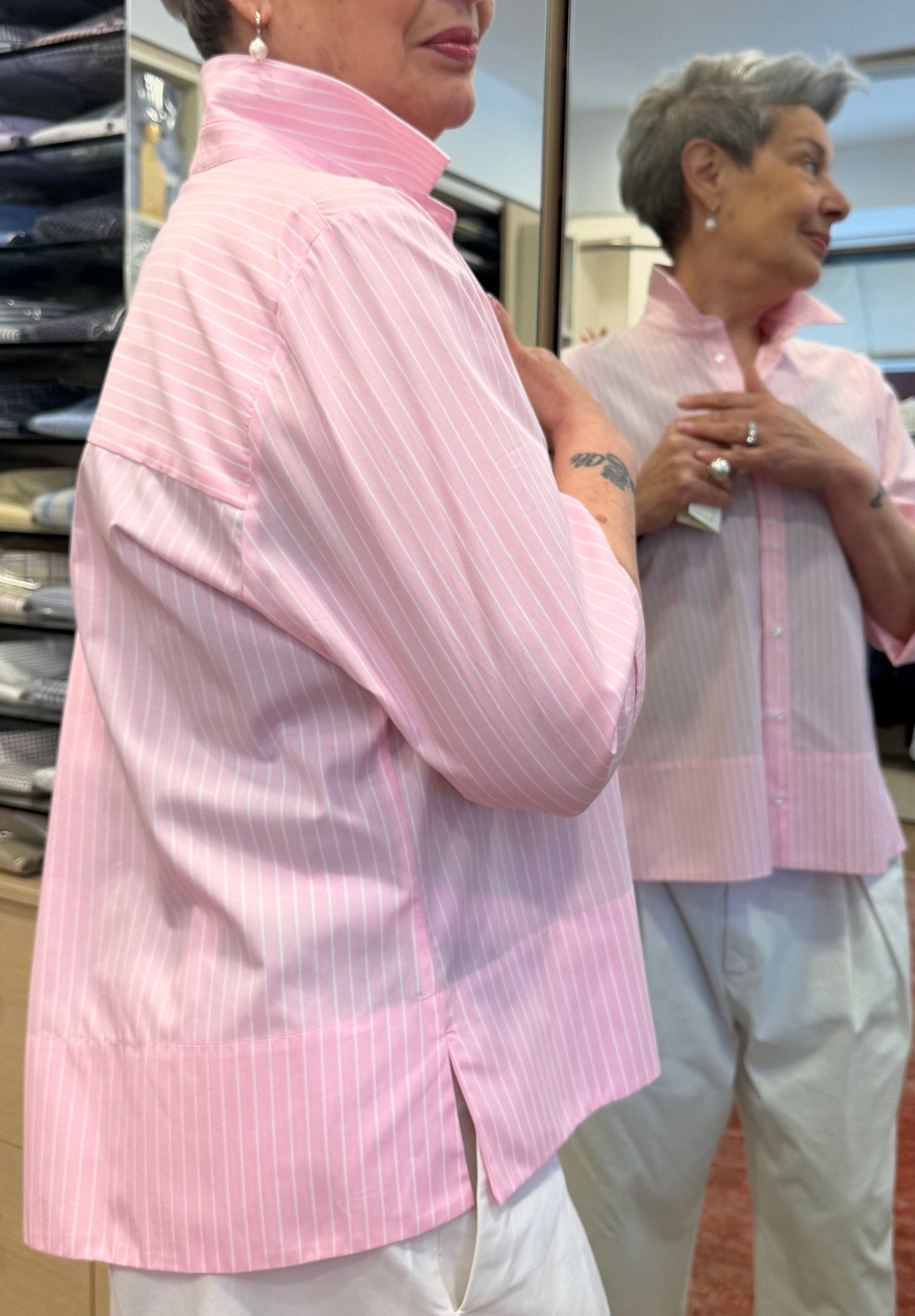 EDRY manica 3/4 righe rosa cotone 100%