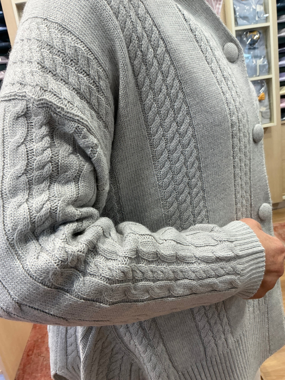 GIOVANNA cardigan spacchi  variante color GRIGIO MELANGE