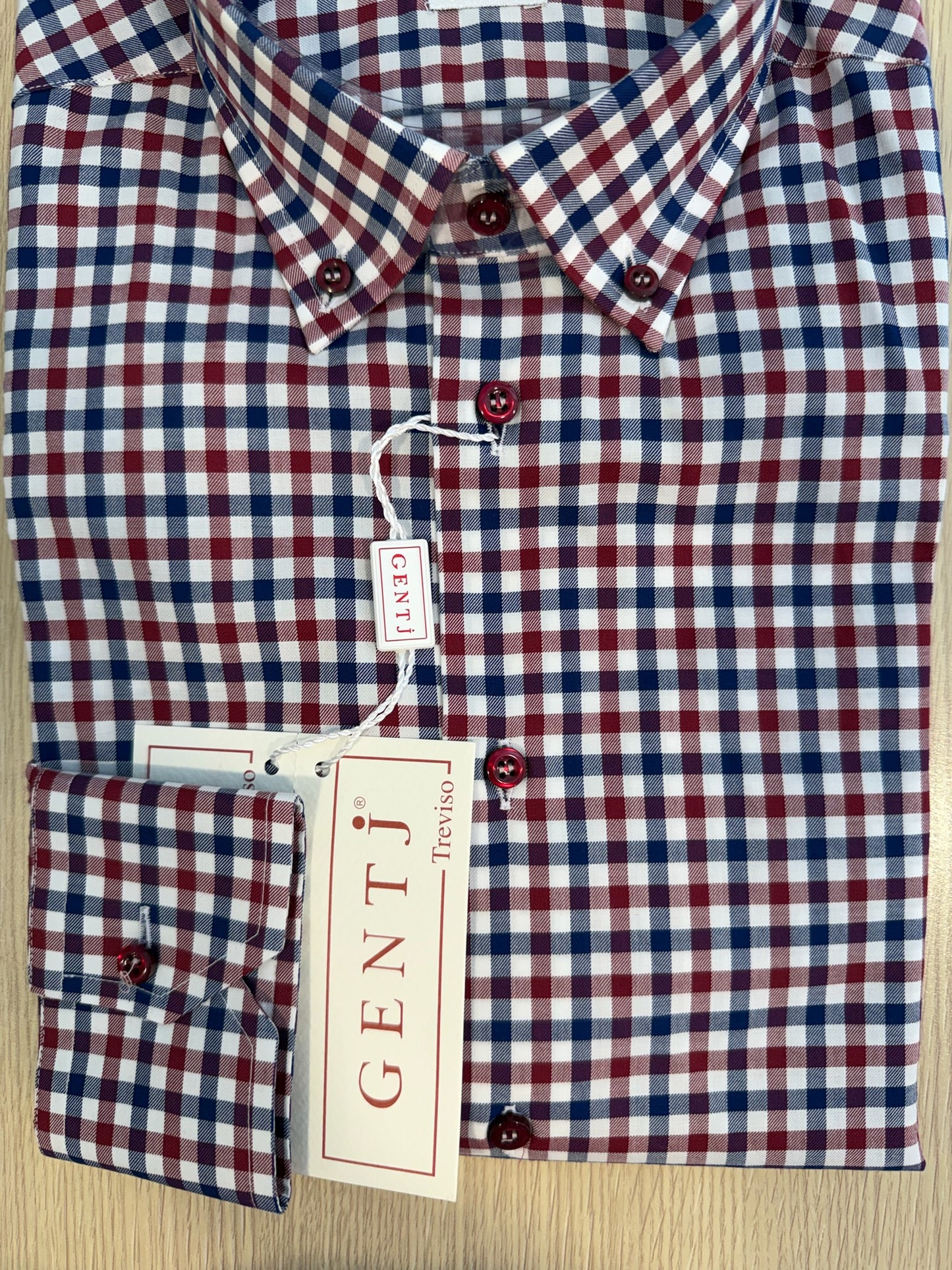 Quadretto blu bordeaux 6117 collo BOTTON DOWN