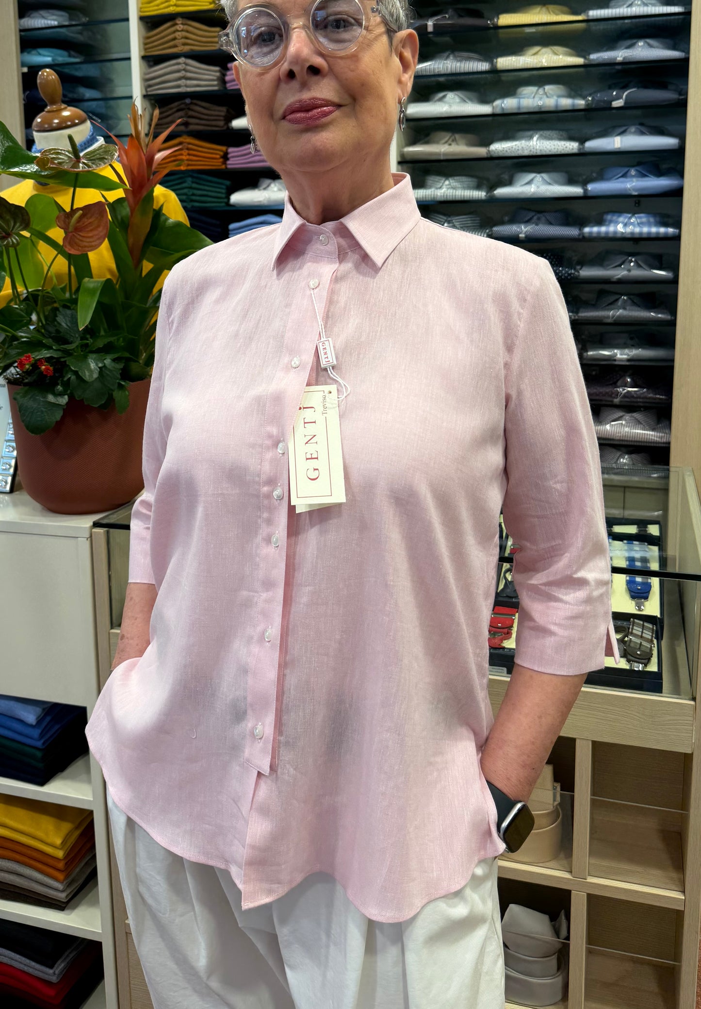 ALESSANDRA 6148 lino/cotone rosa manica 3/4