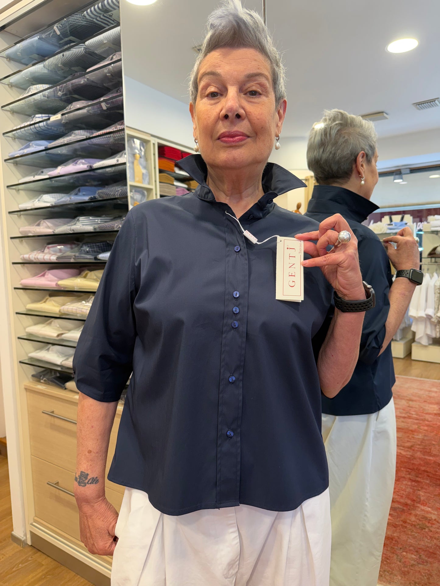 GIULIA manica 3/4 stretch blu