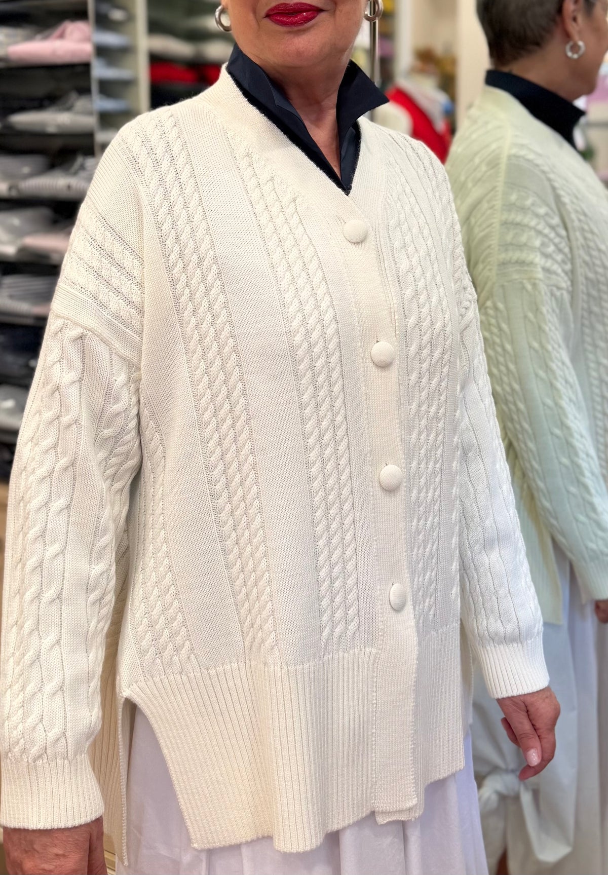 GIOVANNA cardigan spacchi variante  color PANNA