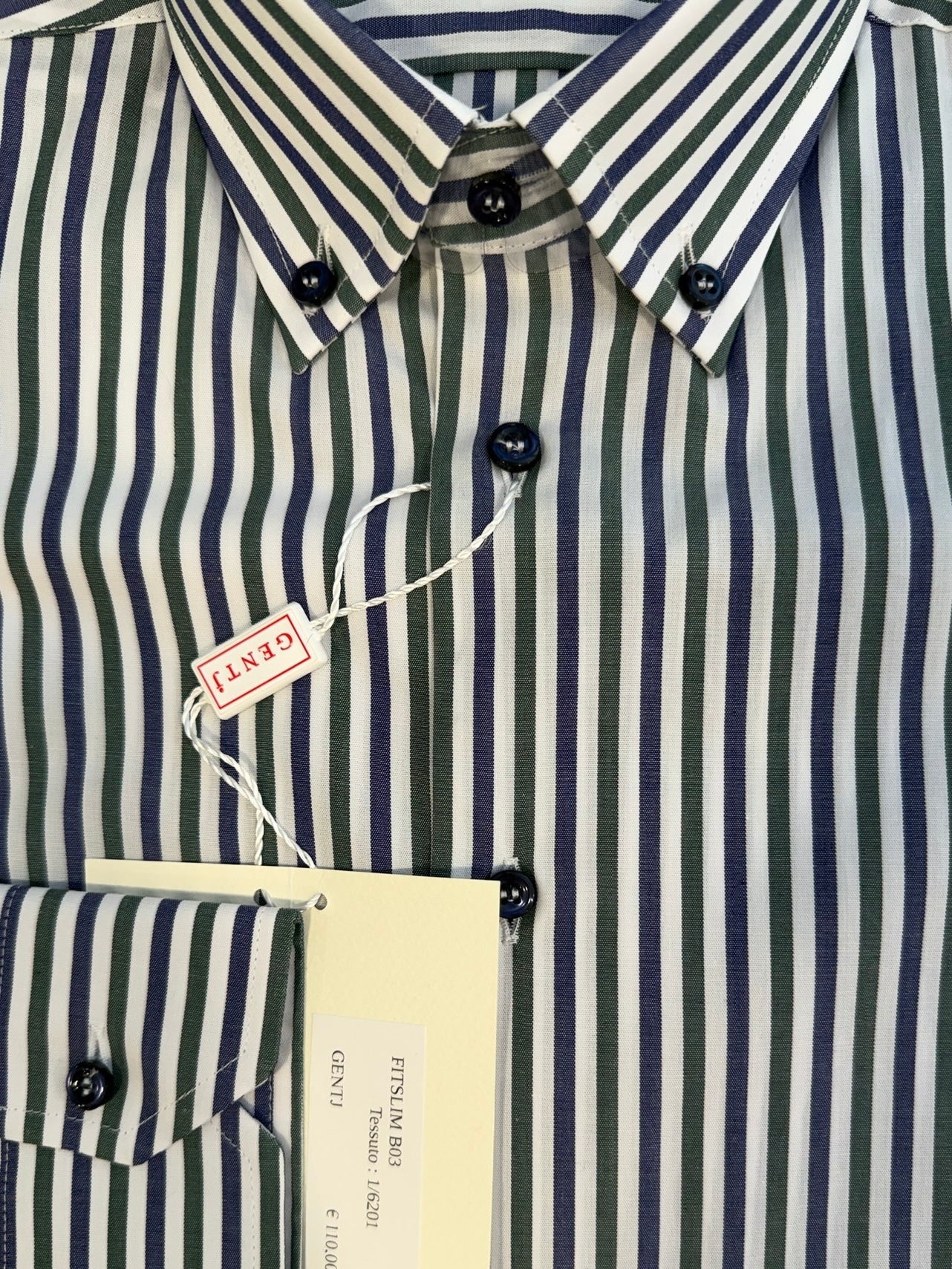 Riga verde blu 6201 collo BOTTON DOWN