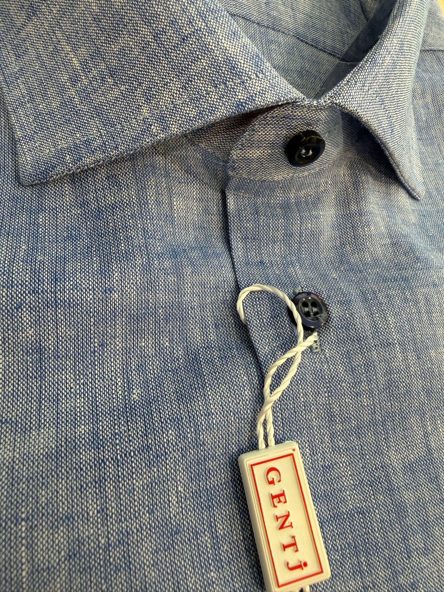 Lino cotone effetto jeans 6145 collo FRANCESE