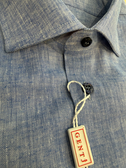 Lino cotone effetto jeans 6145 collo FRANCESE