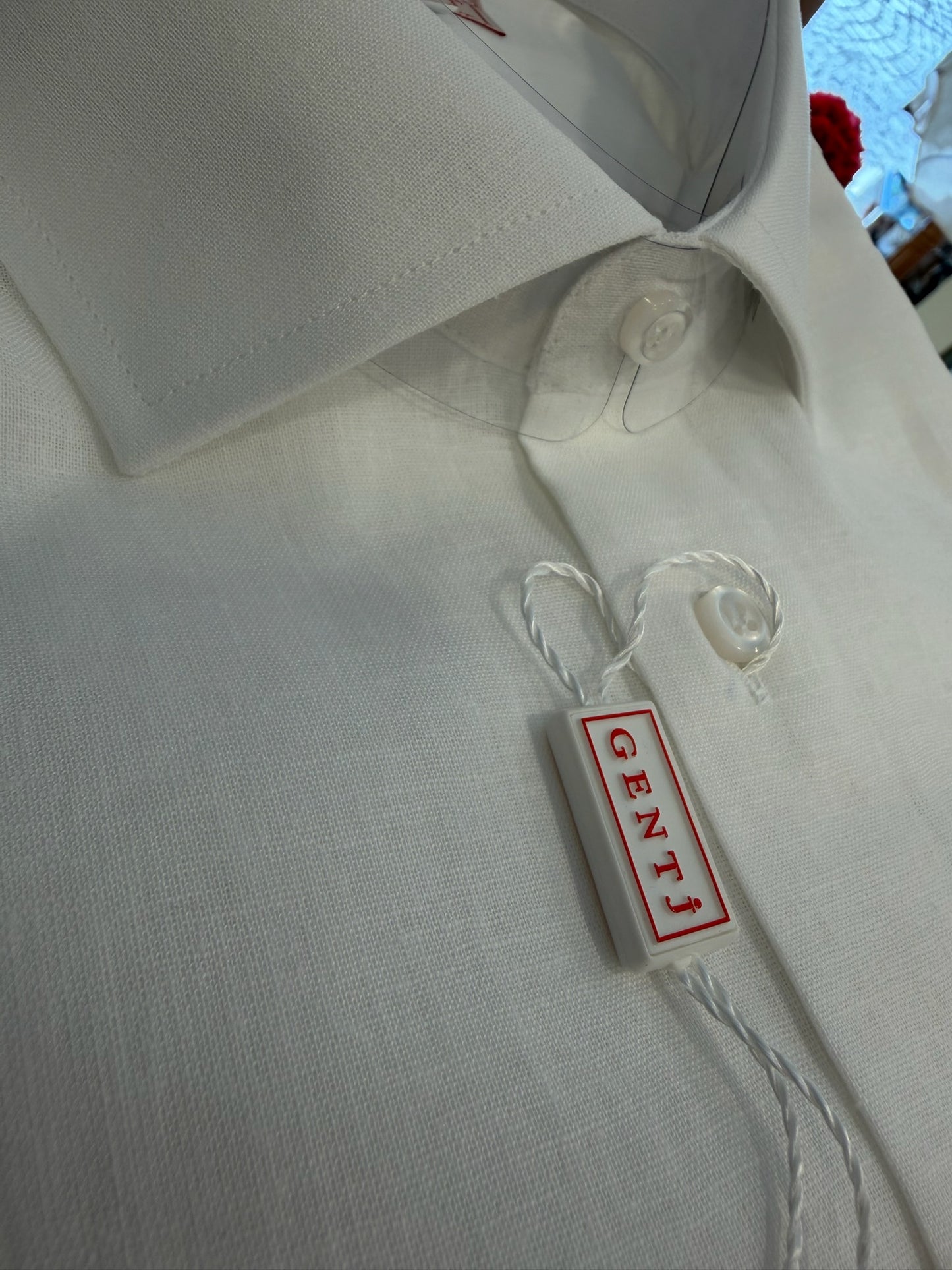 LINO/COTONE bianco collo francese