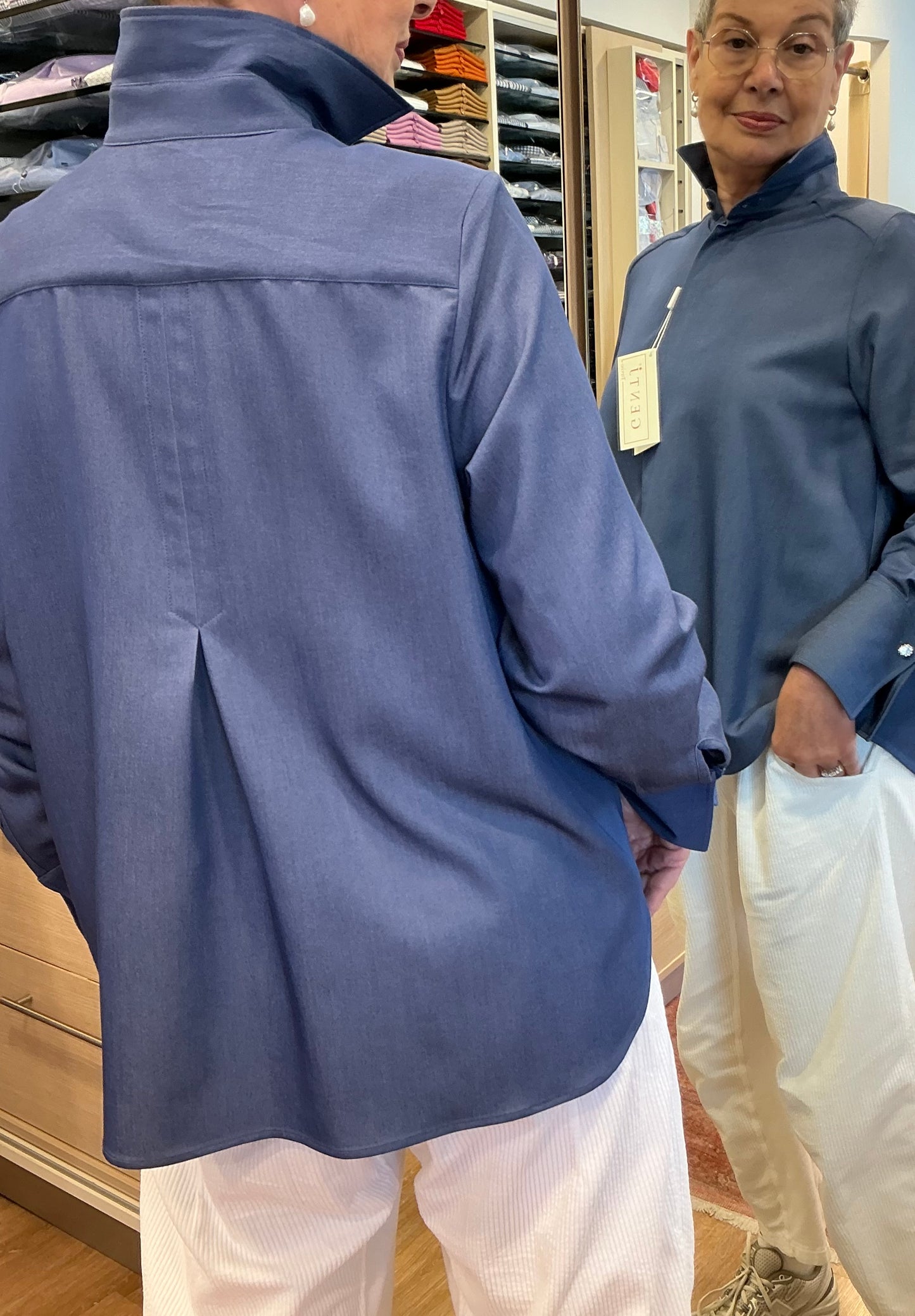 VITTORIA denim di viscosa con polsi gemello gioiello