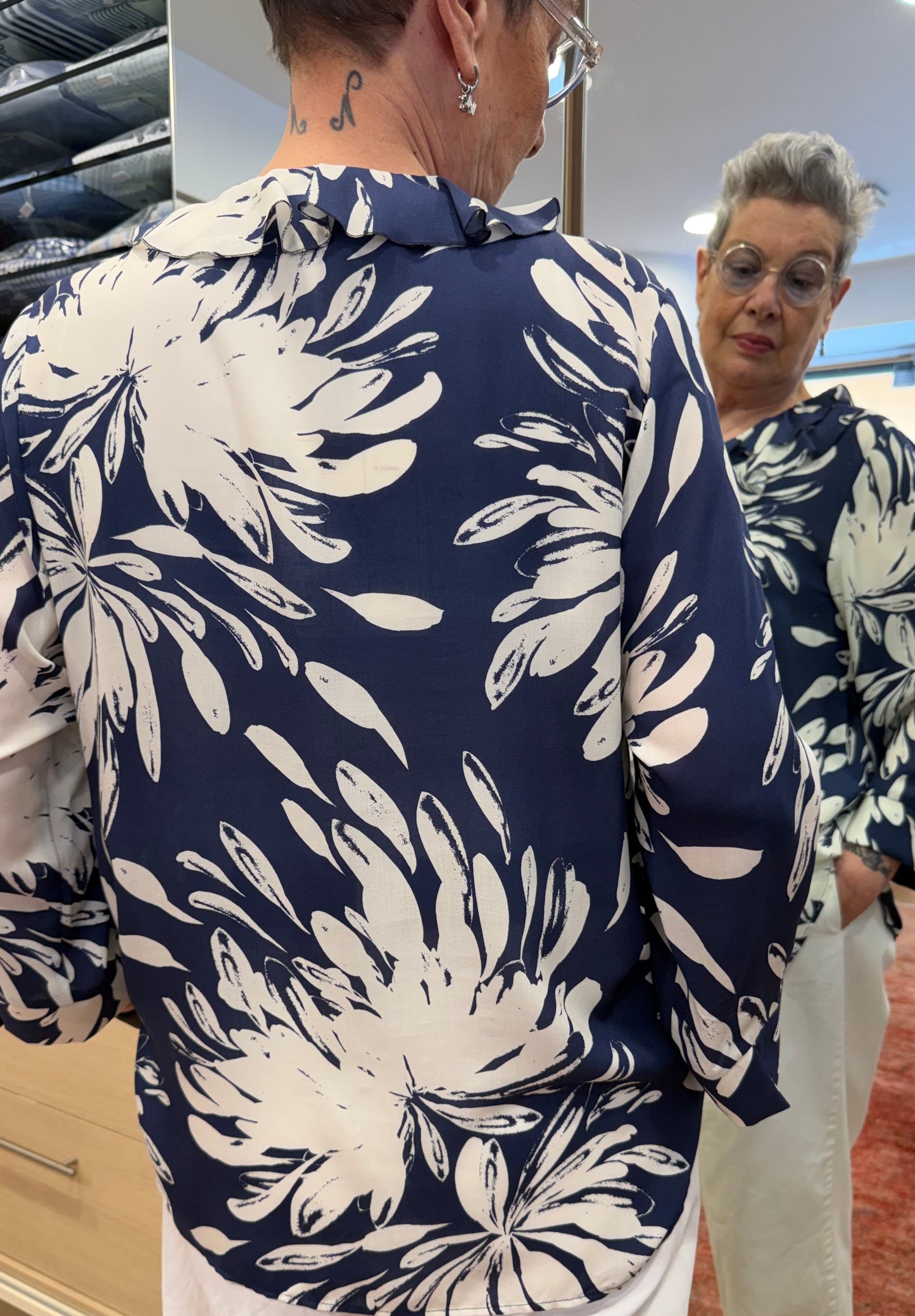 JABOT viscosa A fantasia blu