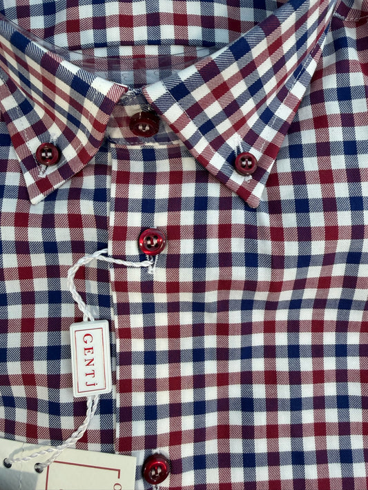 Quadretto blu bordeaux 6117 collo BOTTON DOWN