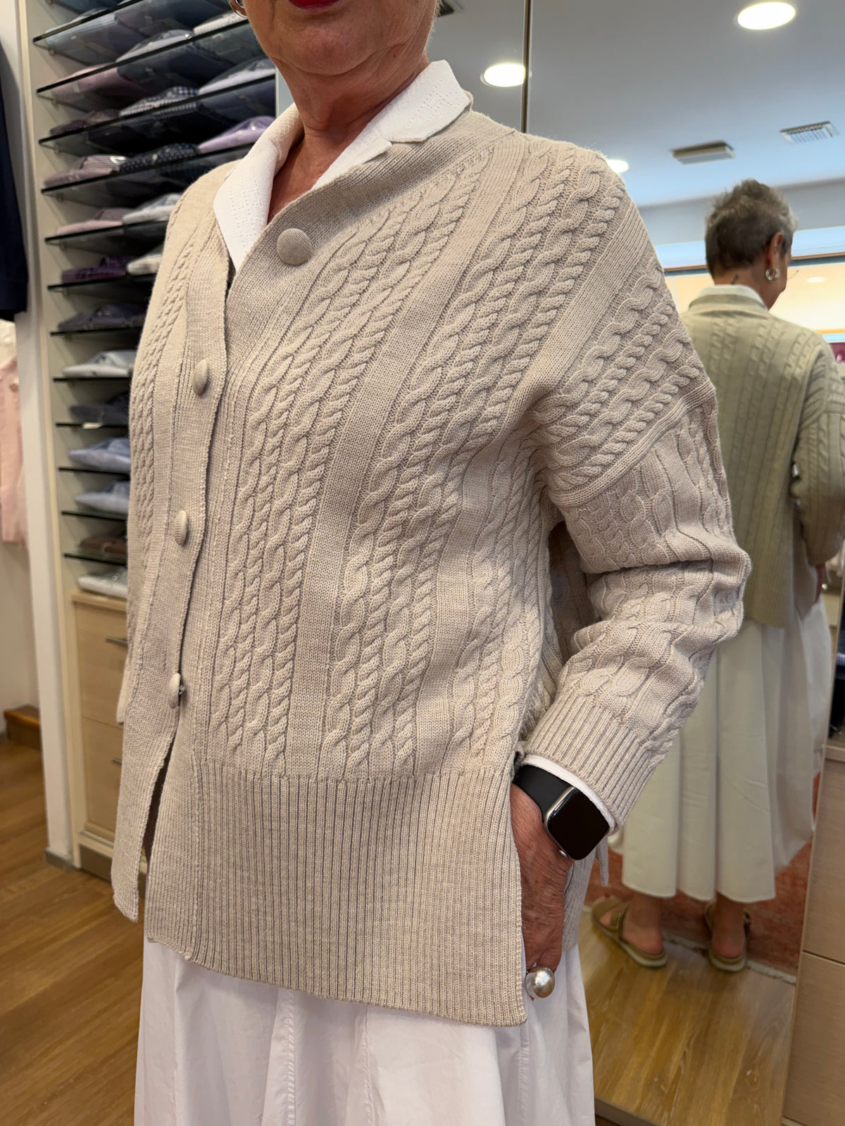GIOVANNA cardigan spacchi variante colore BEIGE  MELANGE
