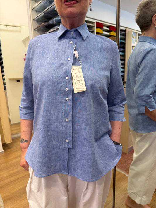 ALESSANDRA 6145 lino/cotone azzurra manica 3/4