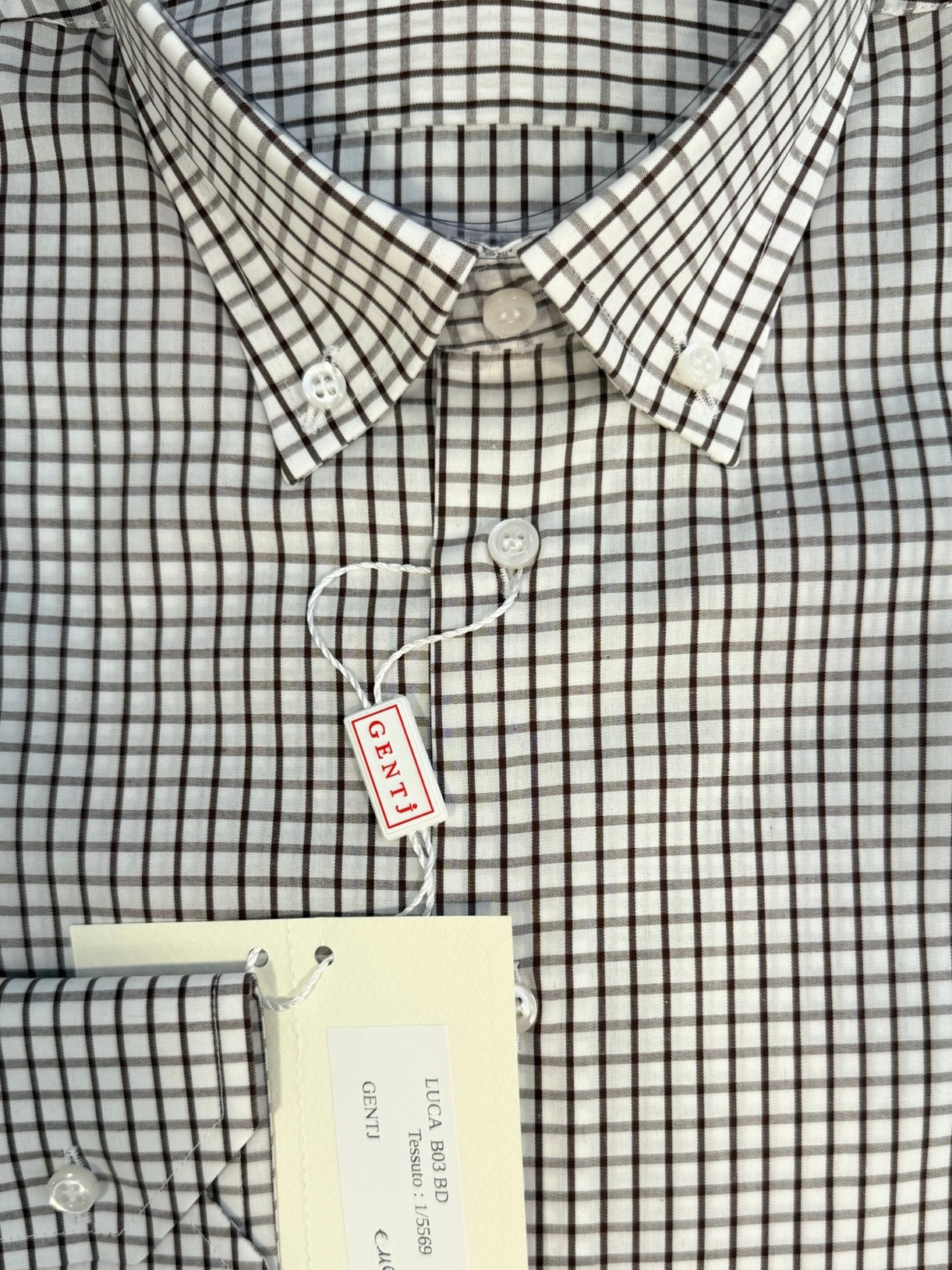 Quadretto bianco marrone 5569 collo BOTTON DOWN