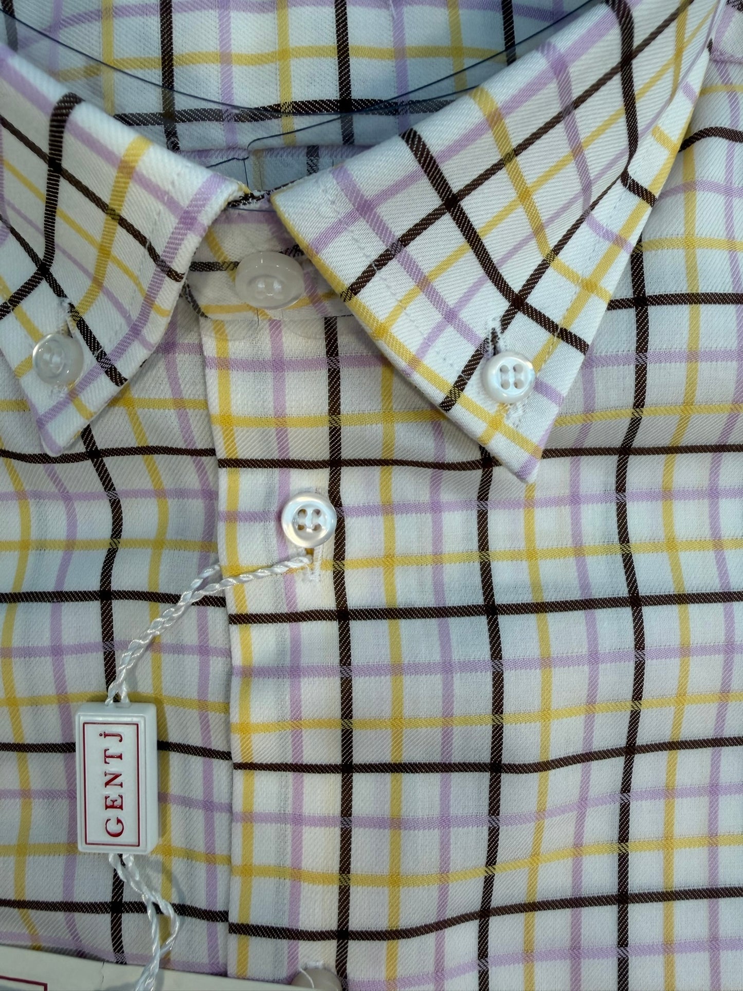 Quadretto marrone/lilla/giallo 3261 collo BOTTON DOWN