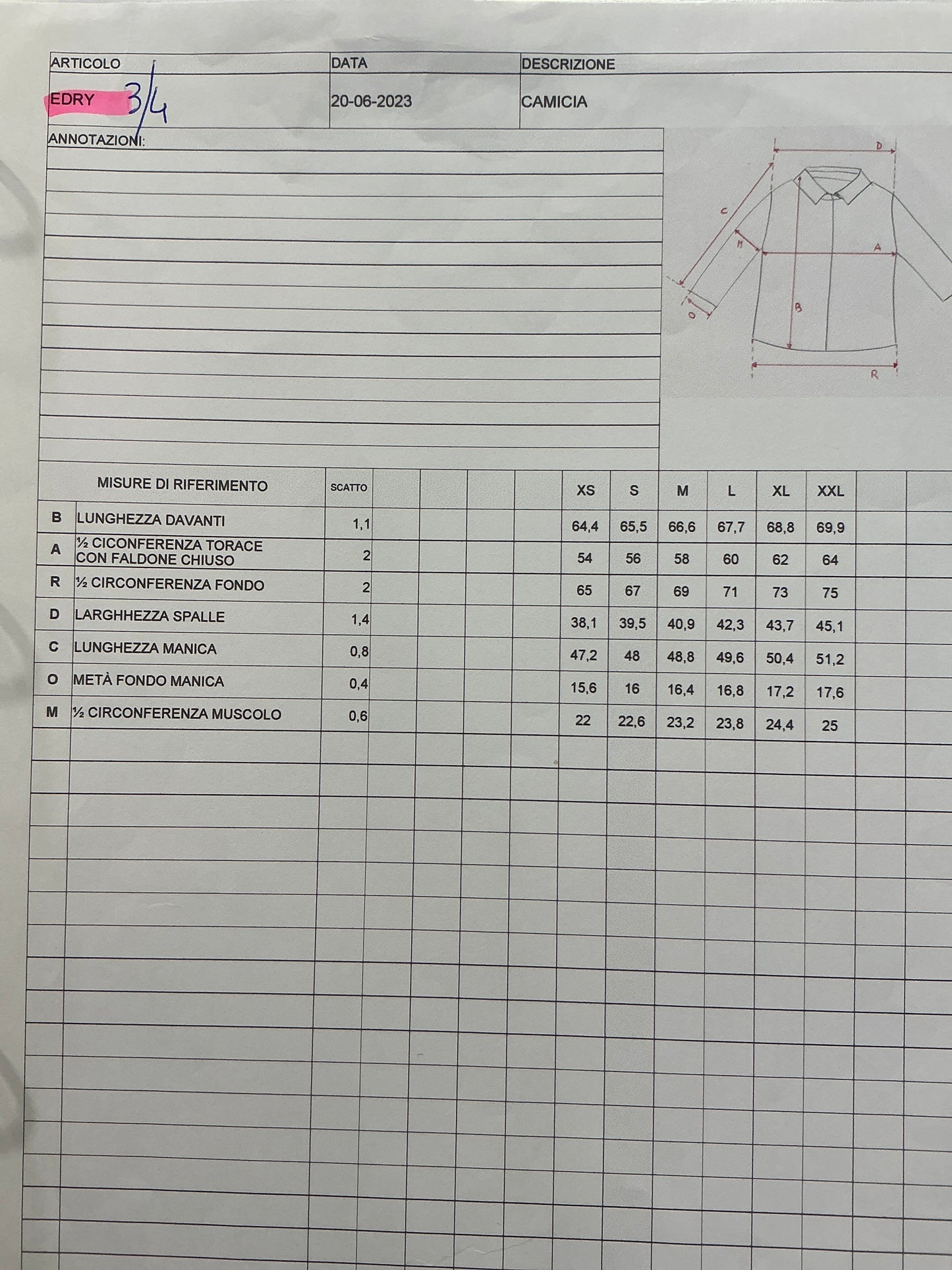 EDRY manica 3/4 riga celesti cotone 100%