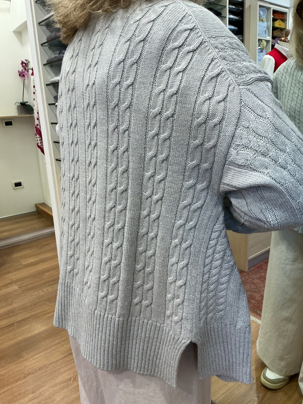 GIOVANNA cardigan spacchi  variante color GRIGIO MELANGE