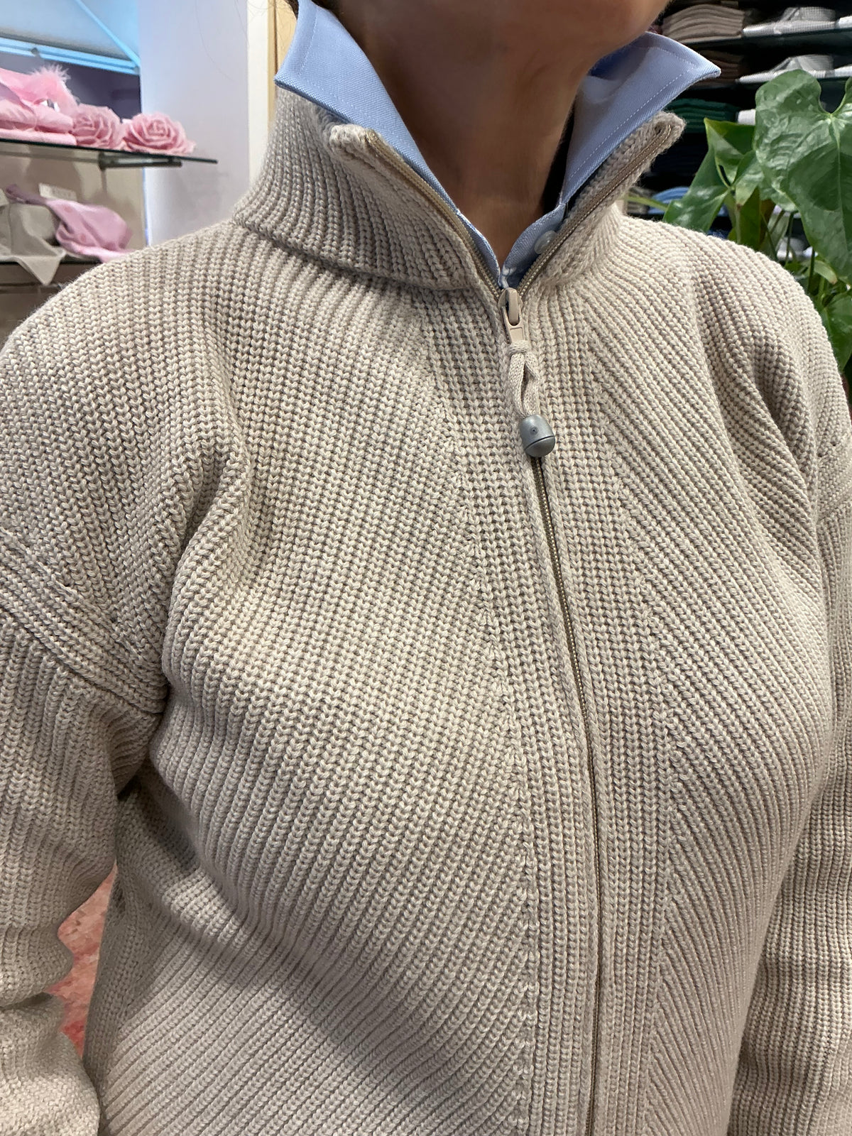 VERONICA giacca con zip variante color beige melange