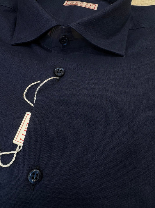 LINO/COTONE blu 6067 collo FRANCESE