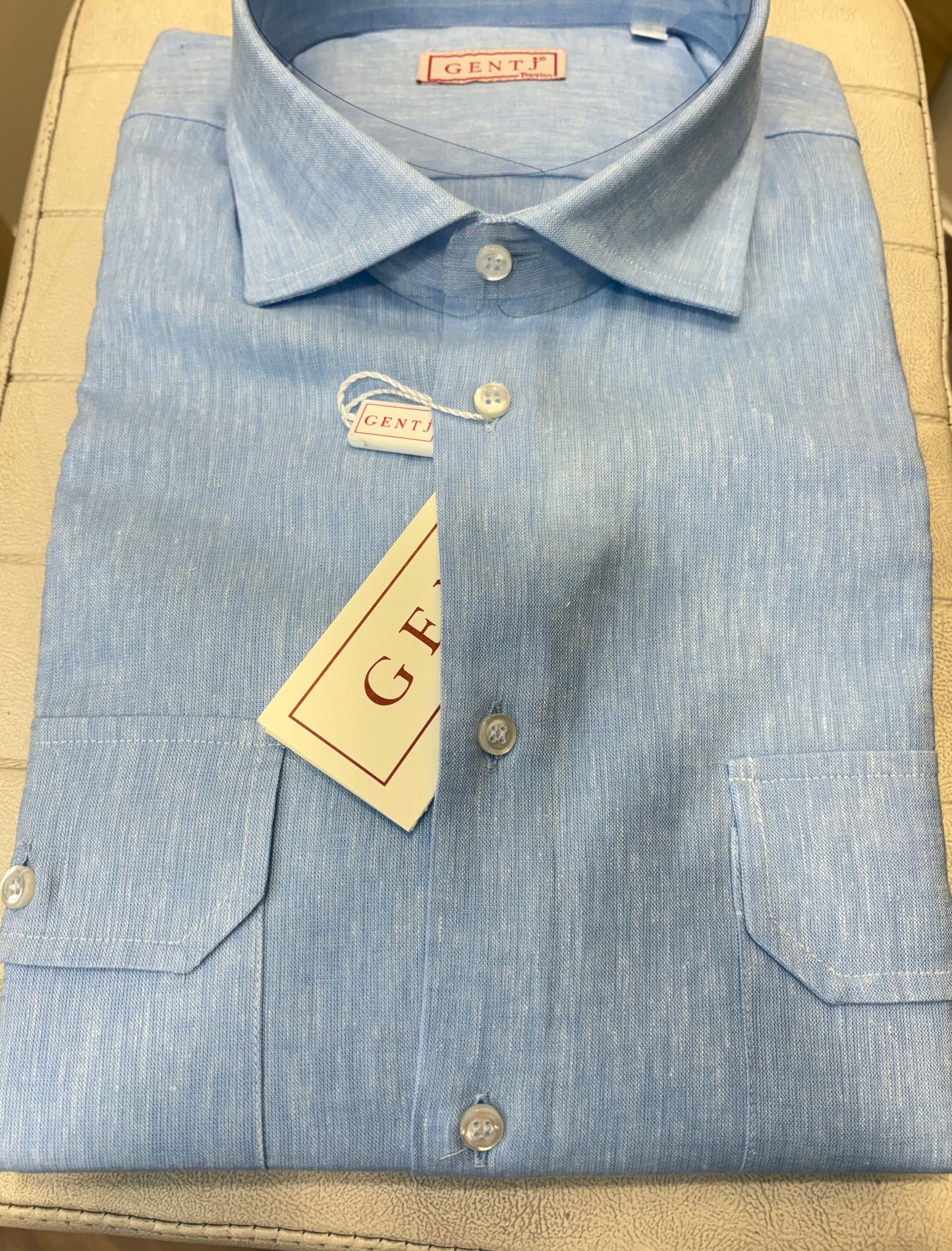 LINO/COTONE celeste doppio taschino 5814