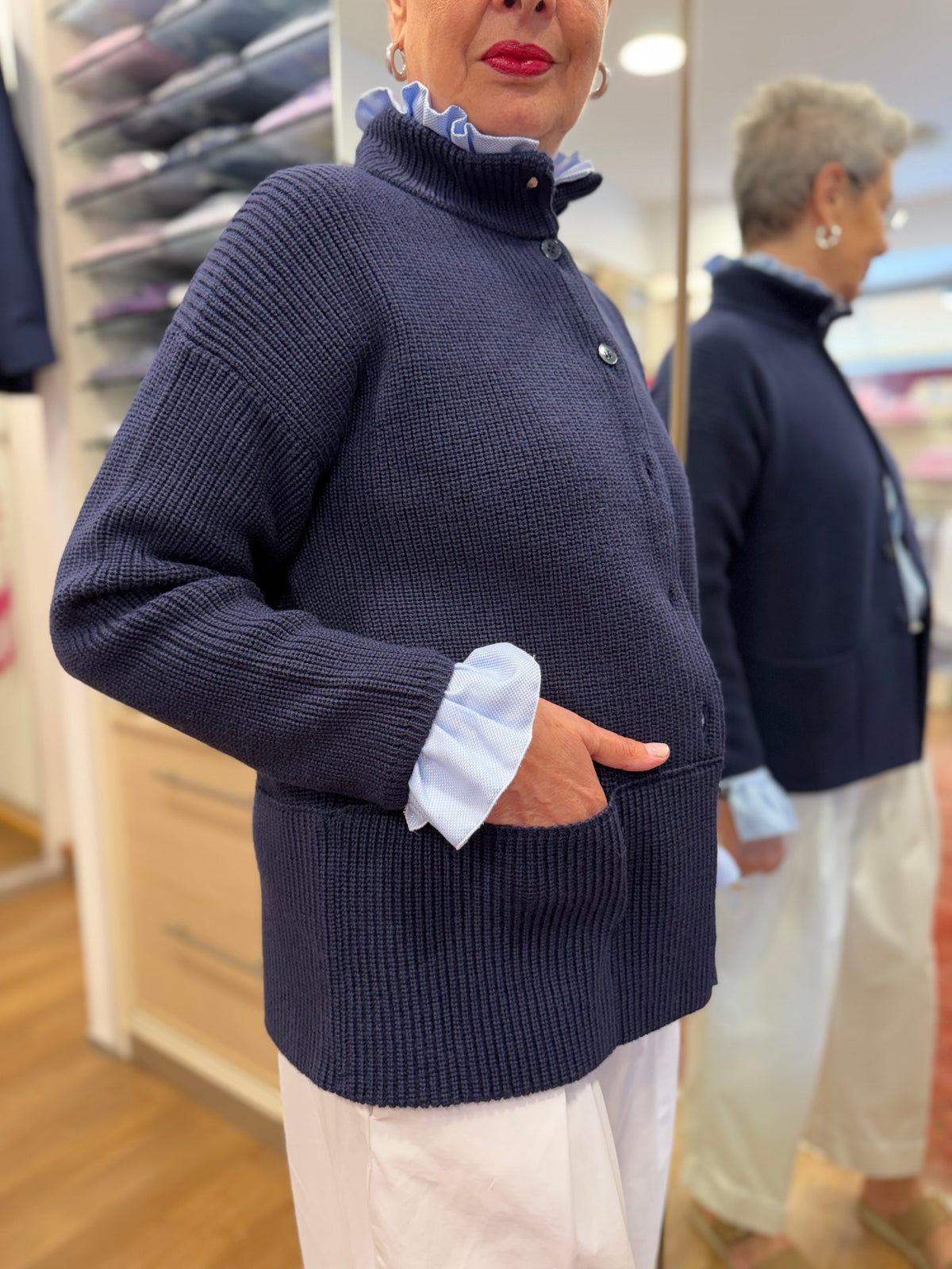 BEATRICE cardigan tasche variante  BLU