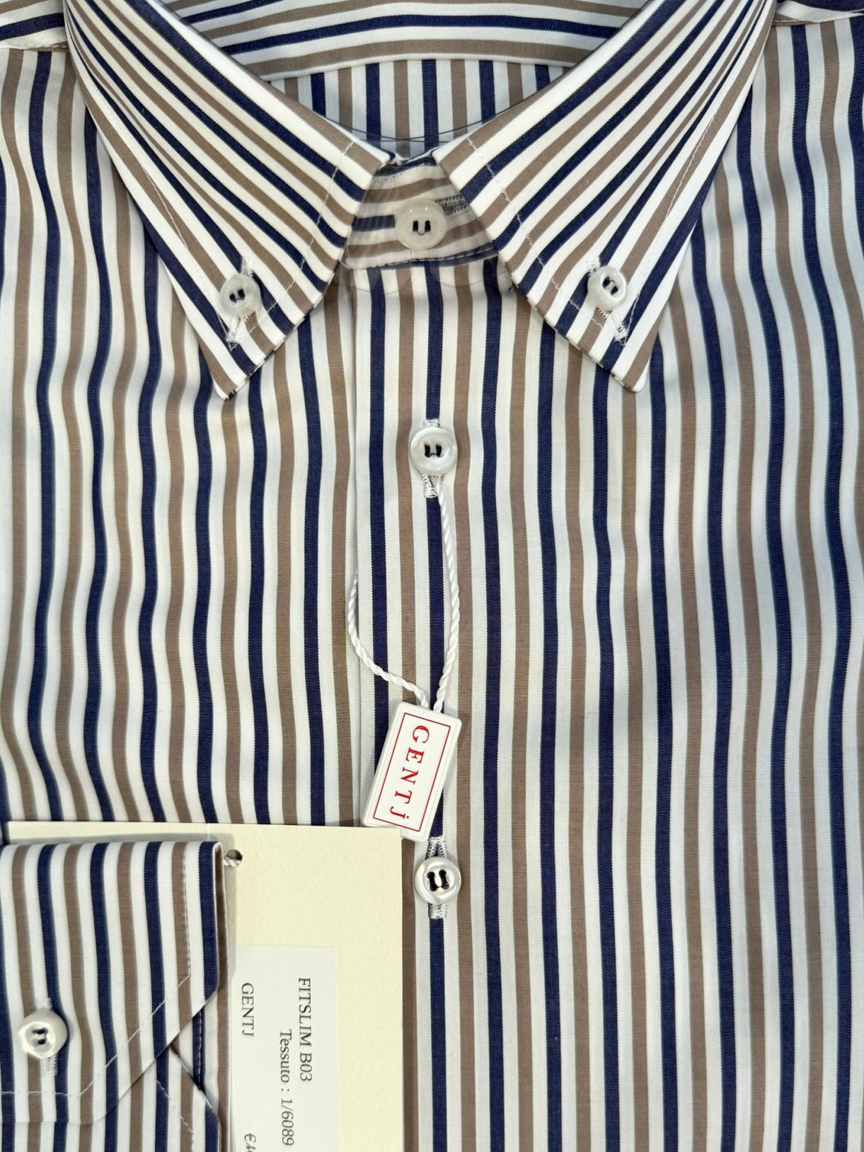 Riga beige blu 6089 collo BOTTON DOWN