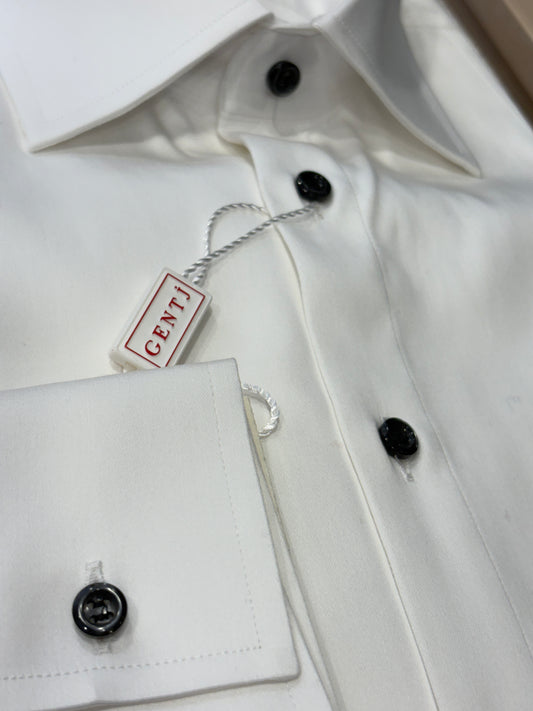 Camicia elegante con “sparato” e bottoni neri METÁ PREZZO!