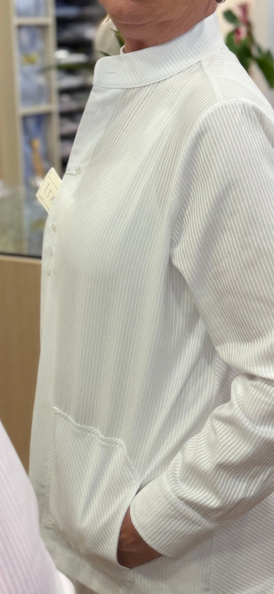 NICOLETTA tessuto rigato in rilievo BIANCO