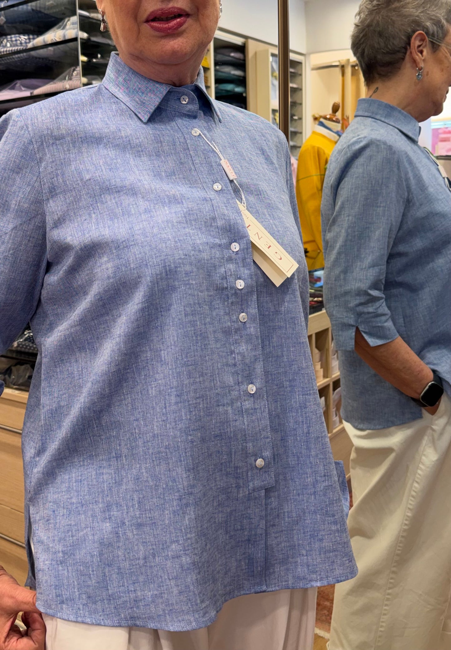 ALESSANDRA 6145 lino/cotone azzurra MANICA 3/4