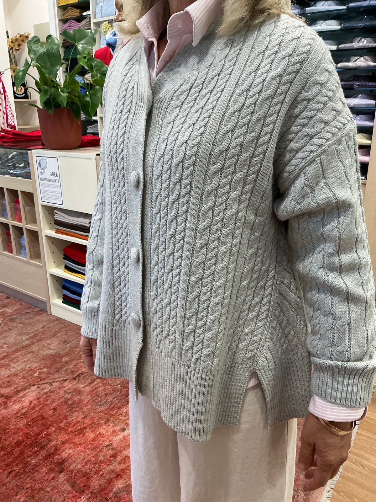 GIOVANNA cardigan spacchi  variante color GRIGIO MELANGE