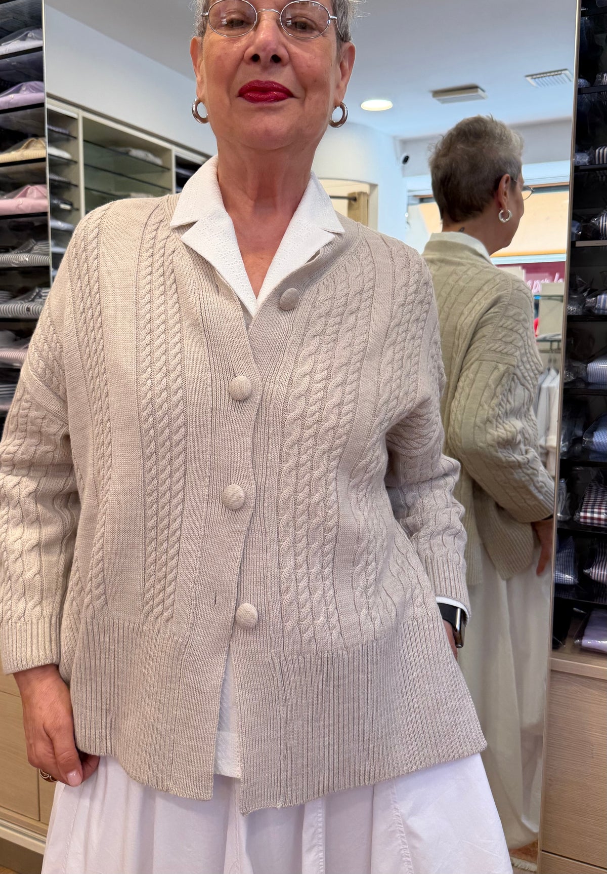 GIOVANNA cardigan spacchi variante colore BEIGE  MELANGE