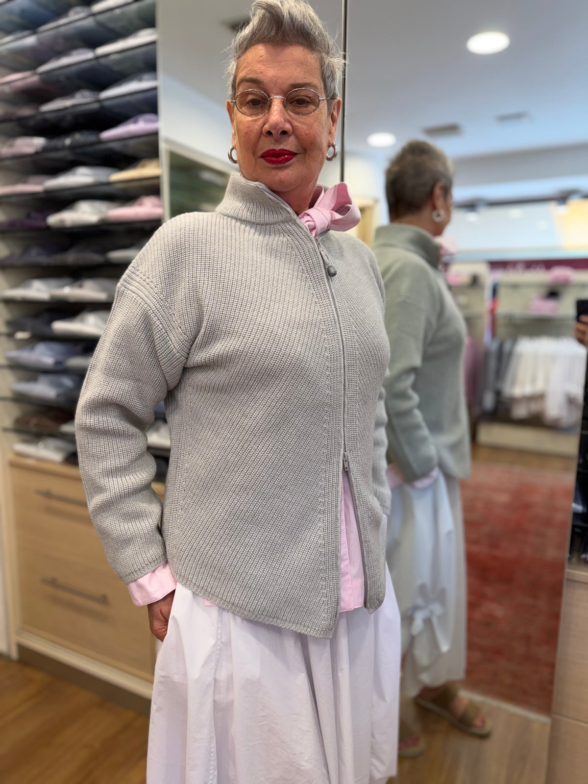 VERONICA giacca con zip variante color grigio melange