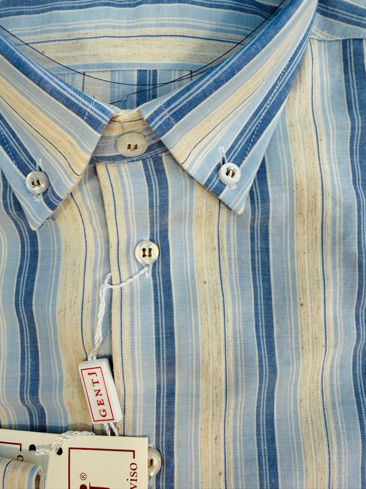 Righe beige celesti 258 collo BOTTON DOWN