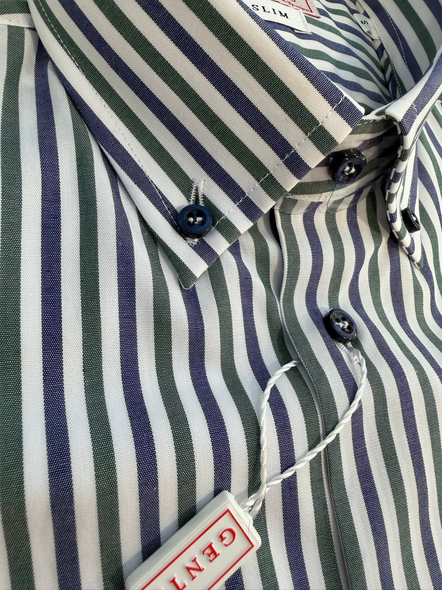 Riga verde blu 6201 collo BOTTON DOWN