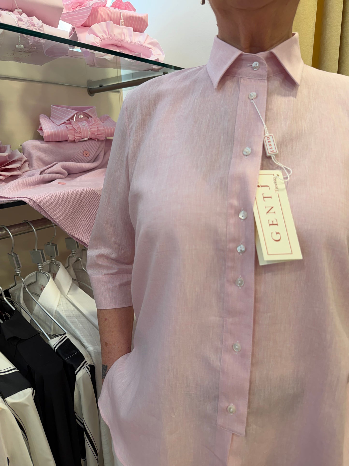 ALESSANDRA 6148 lino/cotone rosa manica 3/4