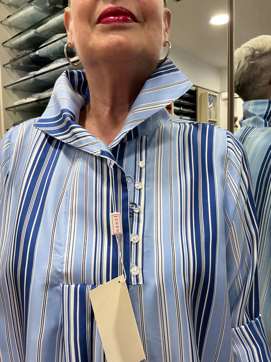ELETTRA  SETA  righe azzurre
