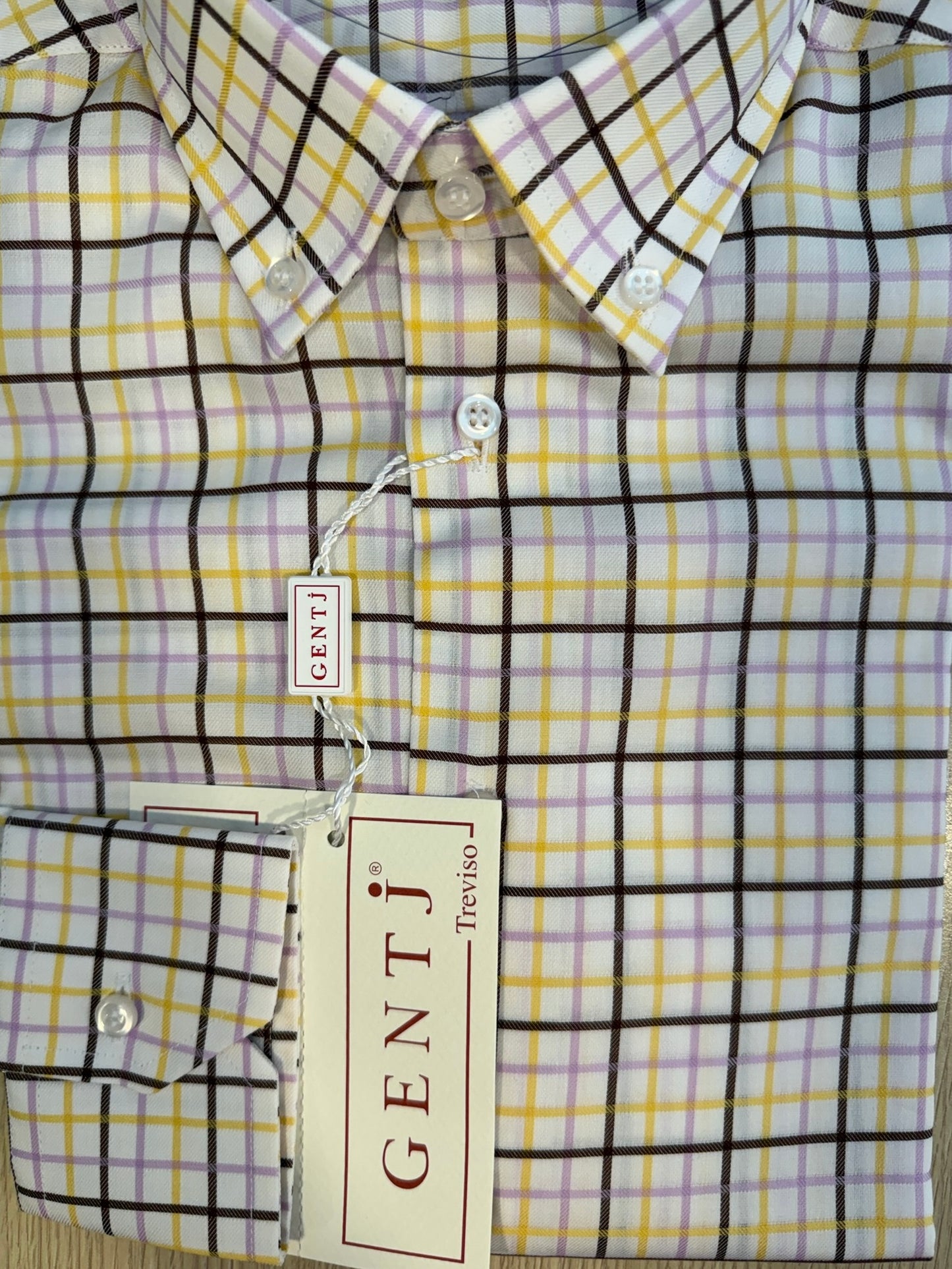 Quadretto marrone/lilla/giallo 3261 collo BOTTON DOWN