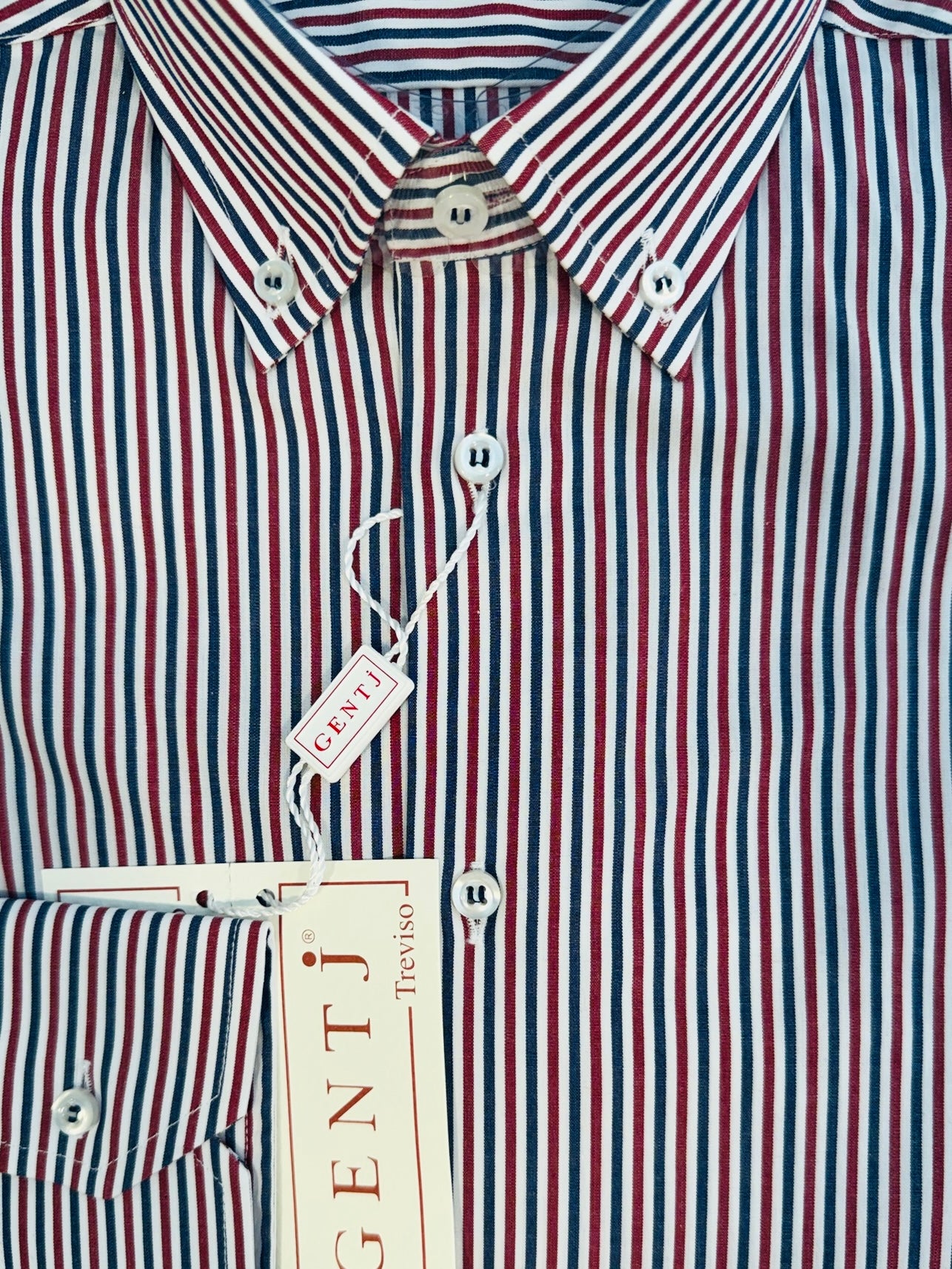 Riga blu bordeaux 6104 collo BOTTON DOWN