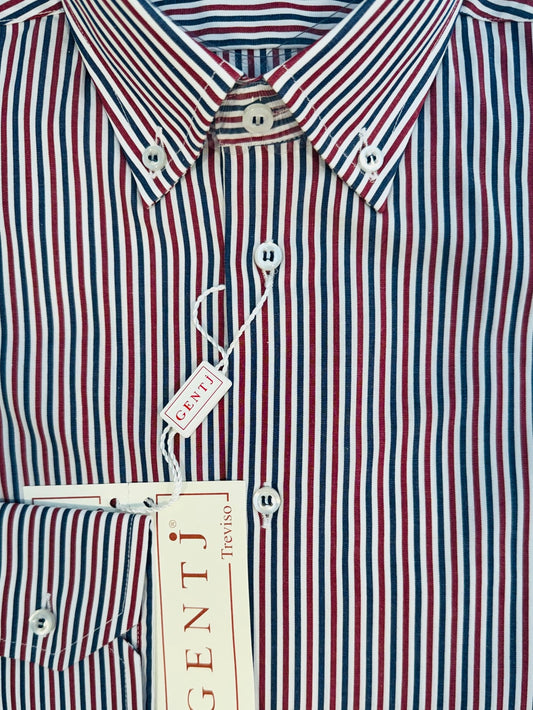Riga blu bordeaux 6104 collo BOTTON DOWN