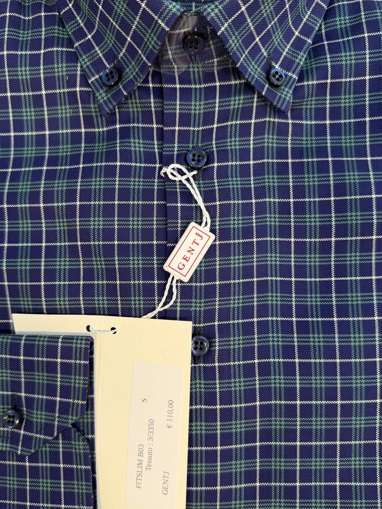 Quadretto Oxford blu verde 3350 collo BOTTON DOWN