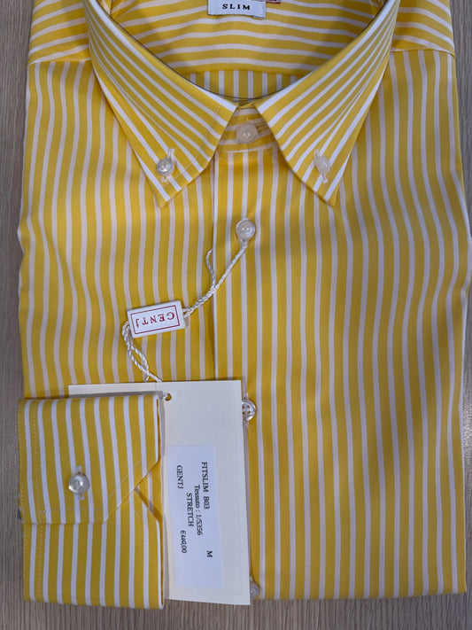 Riga gialla STRETCH 5356 collo BOTTON DOWN