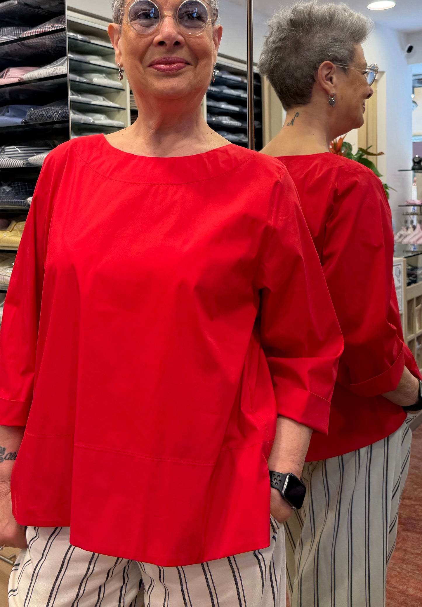 ELIANA  stretch manica 3/4 rossa