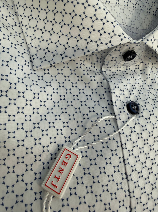 Microfantasia bianco blu 6190 collo FRANCESE