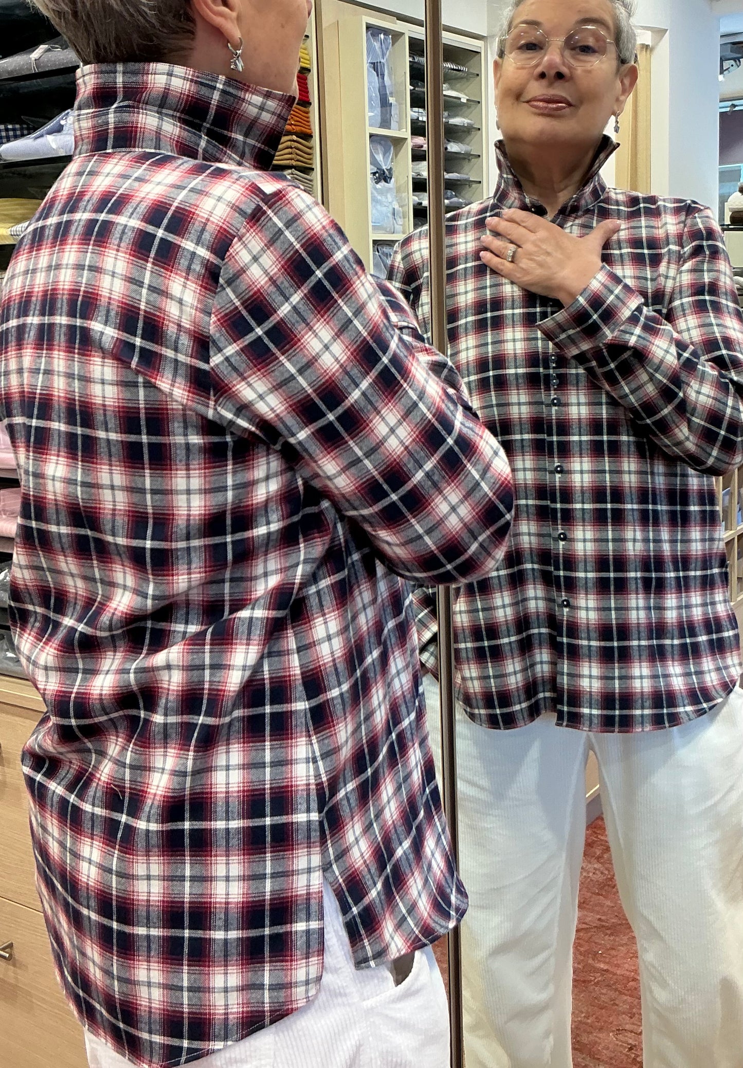 CAMILLA flanella scozzese blu/bordeaux