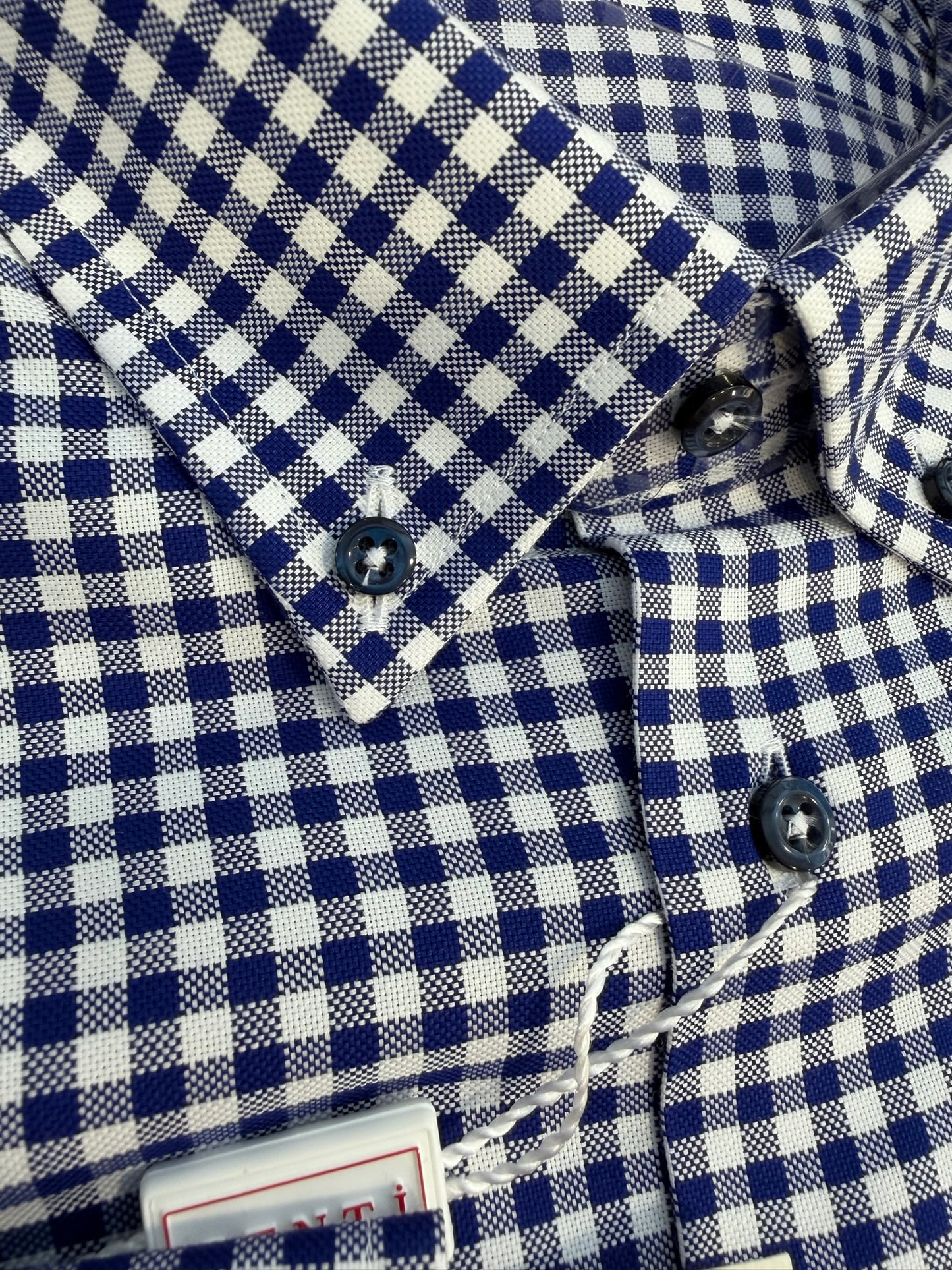 Quadretto CU blu bianco Oxford collo BOTTON DOWN METÀ PREZZO